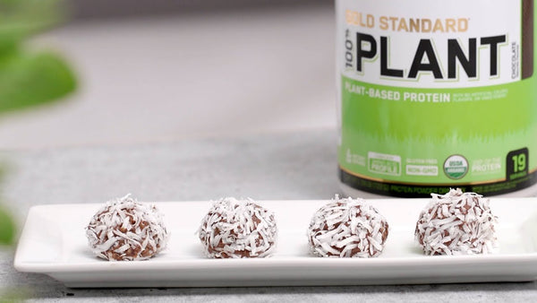Gold Standard 100% Plant Chocolate Coconut Protein Bites - insidefitnessmag.com